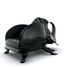 Chaise de Canapé en Cuir et en Fibre de Verre avec Modèle Beetle